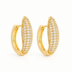 Brinco Dourado de Argolinha Cravejado de Zircônias