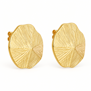 Brinco Dourado de Círculo Assimétrico com Ranhuras