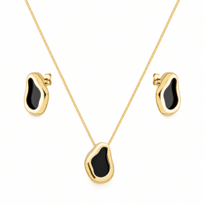 Conjunto Dourado Formato Orgânico Preto