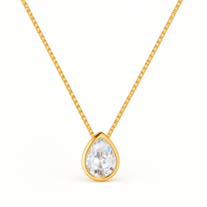 Colar Dourado de Gota em Zircônia