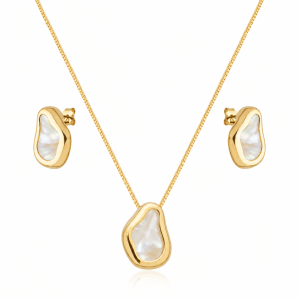 Conjunto Dourado Formato Orgânico Madrepérola