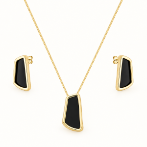 Conjunto Dourado Estilo Orgânico Preto