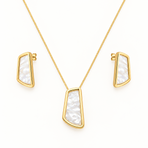 Conjunto Dourado Estilo Orgânico Madrepérola