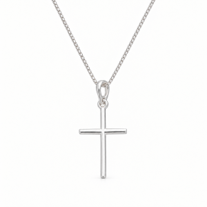 Colar Masculino 70cm de Cruz Lisa em Prata 925