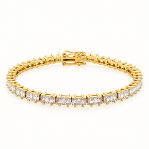 Pulseira Dourada Riviera em Zircônias