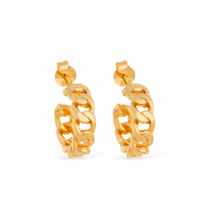 Brinco Dourado de Argola Formato Corrente Pequeno