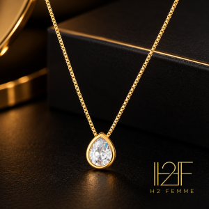 Colar Dourado de Gota em Zircônia
