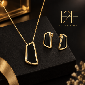 Conjunto Dourado Estilo Orgânico Preto