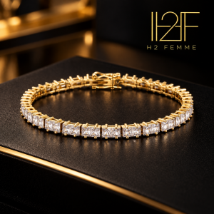 Pulseira Dourada Riviera em Zircônias