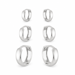 Trio de Argolas Lisas em Prata 925